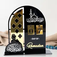 Sonstiges Calendario del Ramadan 2025, in acrilico, con conto alla rovescia di 30 giorni, ideale per la decorazione della tavola, design a volta