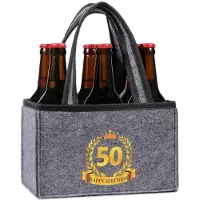 Sonstiges Portabottiglie in feltro grigio, pieghevole, per 6 bottiglie, con divisori, ideale come regalo per il 50° compleanno