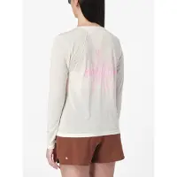 Salomon - T-shirt traspirante e leggero - Shkout Core LS Tee GFX W Whisper White Pink Frosting Icy Pink per Donne - Taglia M - Beige