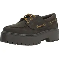 Timberland per donna. TB0A2GVFW071 Scarpe da barca con plantare Stone Street marrone scuro (36 W), Pelle, 3 a 5cm, Stringhe, Casual
