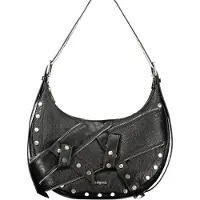 Desigual , Borsa a spalla borchie media, Donna, Poliuretano, Nero, U