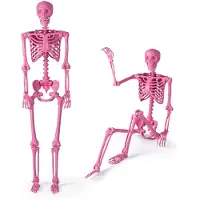 Costway Scheletro di halloween da 160 cm, Scheletro a grandezza naturale con giunture mobili per decorazioni da cimitero Rosa