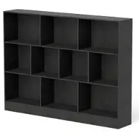 Costway Libreria a 10 cubi con 2 kit anti-ribaltamento, Organizzatore di stoccaggio a 3 ripiani in legno alto 140cm Nero