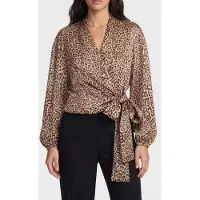 Guess Marciano GUESS Alanis Wrap Ls Blous Charming Leopard All Taglia: 46 | Maglie a manica lunga Outlet | Donna