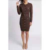 Guess Marciano GUESS Afrah Pockets Dress Chocolate Brownie Taglia: 36 | Abiti Midi Outlet | Donna | Marrone