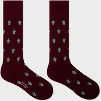 Paul Smith Men Sock Yen Robots Burgundy/ Borde Taglia: OS | Calzini Outlet | Uomo | Marrone