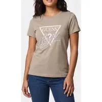 GUESS per donna. W5YI40I3Z14 Maglietta Triangolo con perle beige (XS), Casual, Verde, Pelle, Manica corta