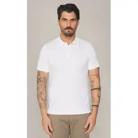 Trussardi Polo in piquet stretch con logo, colore bianco