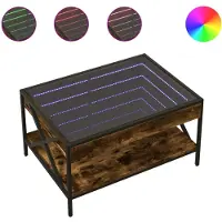 vidaXL Tavolino con Infinity LED rovere fumé 70x50x38 cm