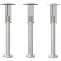 vidaXL Luci da sentiero 3 pezzi argento 60 cm acciaio inox