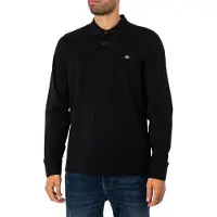 Gant per uomo. 2230 Polo in piqué con scudo nero (XL), Casual, Cotone, Manica lunga
