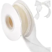 OEM Decorazione realizzata a mano in tessuto bianco, 4 cm x 5 metri, lavorata a maglia.