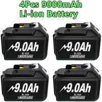 StarTech.com Batteria da 18V BL1830, BL1840, BL1850, BL1860 - Batteria di ricambio - Litio-Ioni - Confezione da 4 - 9000mAh - Alta capacità - Per utensili a batteria - Senza caricabatterie