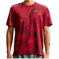 Nike Dri-Fit UV Miler AOP S/S Maglia da corsa Uomo (L, rosso)