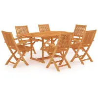 Syfax Set da Pranzo da Giardino 7 pz in Legno Massello di Teak