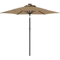 vidaXL Ombrellone con LED e palo in acciaio Taupe 225x225x212 cm