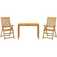 vidaXL Set da pranzo da giardino a 3 pezzi in legno massiccio di acacia