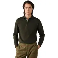 Hackett London per uomo. HM5700021 Polo rugby Woven Pocket Trim verde (XXL), Casual, Cotone, Manica lunga