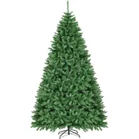 Costway Albero di Natale 275 cm non illuminato, Abete artificiale con base pieghevole di metallo, Verde