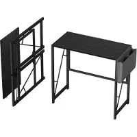 StarTech.com Scrivania pieghevole da 80 cm - Scrivania compatta per piccoli spazi - Con tasca portaoggetti - Gancio per cuffie - Struttura in metallo - Colore nero