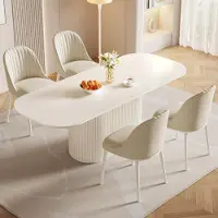 Sonstiges Set da pranzo con tavolo e 4 sedie, design scandinavo, colore bianco, lunghezza 220 cm