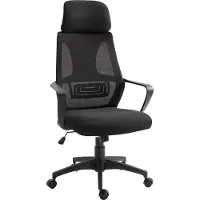Vinsetto Sedia da Ufficio Reclinabile con Poggiatesta e Supporto Lombare, in Poliestere, 64x55x116-126 cm, Nero