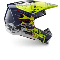Alpinestars Casco S-M5 Rash ECE 22.06 Night Navy Yellow Fluo Glossy, Taglia: XXL