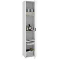 Dmora Armadio Multiuso 1 Anta Arrow 35x190h cm Bianco, Un'anta 4 Vani
