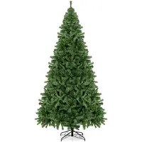 Costway Albero di Natale con aghi in PVC struttura con cerniere base di metallo, Albero di Natale non illuminato 225cm