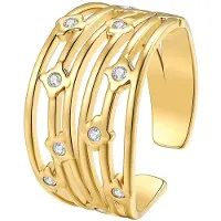 Hey Happiness Anello 'Multi Band Crystal' oro