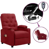 vidaXL Sedia da massaggio elettrica in tessuto rosso vino