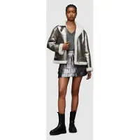 AllSaints Lorel Flying Jacket Silver/off White Taglia: XS | Giacche di pelle Outlet | Donna | Bianco