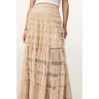 AllSaints Aude Ruffle Skirt Blush Pink Taglia: 12 | Maxi gonne Outlet | Donna | Rosa