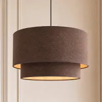 Duolla Lampada a sospensione Boho, marrone/oro, Ø 45 cm, tessuto, E27