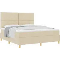 vidaXL Letto a molle inscatolate con testiera crema 180 x 200 cm in tessuto