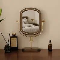 Merkloos Specchio da tavolo ovale con base, ideale per il trucco