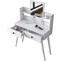 Dmora Longhena - Toeletta, 103x40x112h cm Bianco, Specchio Incluso