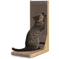 Merkloos Albero per graffiare a forma di L per gatti - Realizzato in cartone ondulato con pallina giocattolo