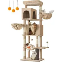BellaFurn Albero per gatti – Torre da arrampicata con 2 fori – 175 cm – marrone – 57 x 45 x 175 cm
