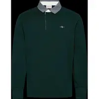Gant per uomo. 2004082 Polo Rugby collo cambray verde (XXL), Casual, Cotone, Manica lunga
