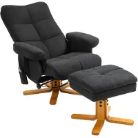 HOMCOM Poltrona relax con poggiapiedi, vano portaoggetti e funzione massaggio con reclinazione