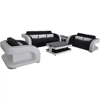 AEA XXL Leder Wohnlandschaft Garnitur Design Modern Sofagarnitur 3+2+1 mit USB+Tisch
