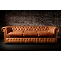 AEA XXL Hellbraun Sofa 3 Sitzer Couch Chesterfield Polster Sitz Garnitur Leder