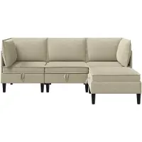 vidaXL Set da salotto , 4 pezzi, tessuto color sabbia