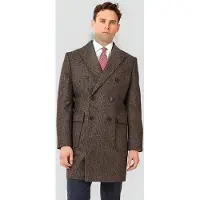 Charles Tyrwhitt Brown Checked British Wool Double Breasted Epsom Coat Brown Taglia: 40R | Cappotti doppiopetto Outlet | Uomo | Marrone