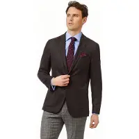Charles Tyrwhitt Dark Brown Slim Fit Textured Italian Wool Cashmere Jacket Br Taglia: 42R | Blazers Outlet | Uomo | Marrone