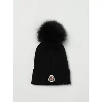 Moncler Cappello in lana vergine a coste con pompon