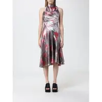 Diesel Abito Midi fluido metallizzato con stampa floreale