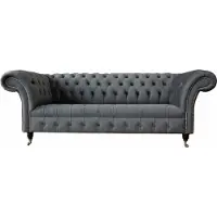 AEA Englische Chesterfield Sofa Couch Büro Möbel Dreisitz Samt 230cm Grau