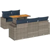 vidaXL Set di divani da giardino a 6 pezzi con cuscini in rattan grigio